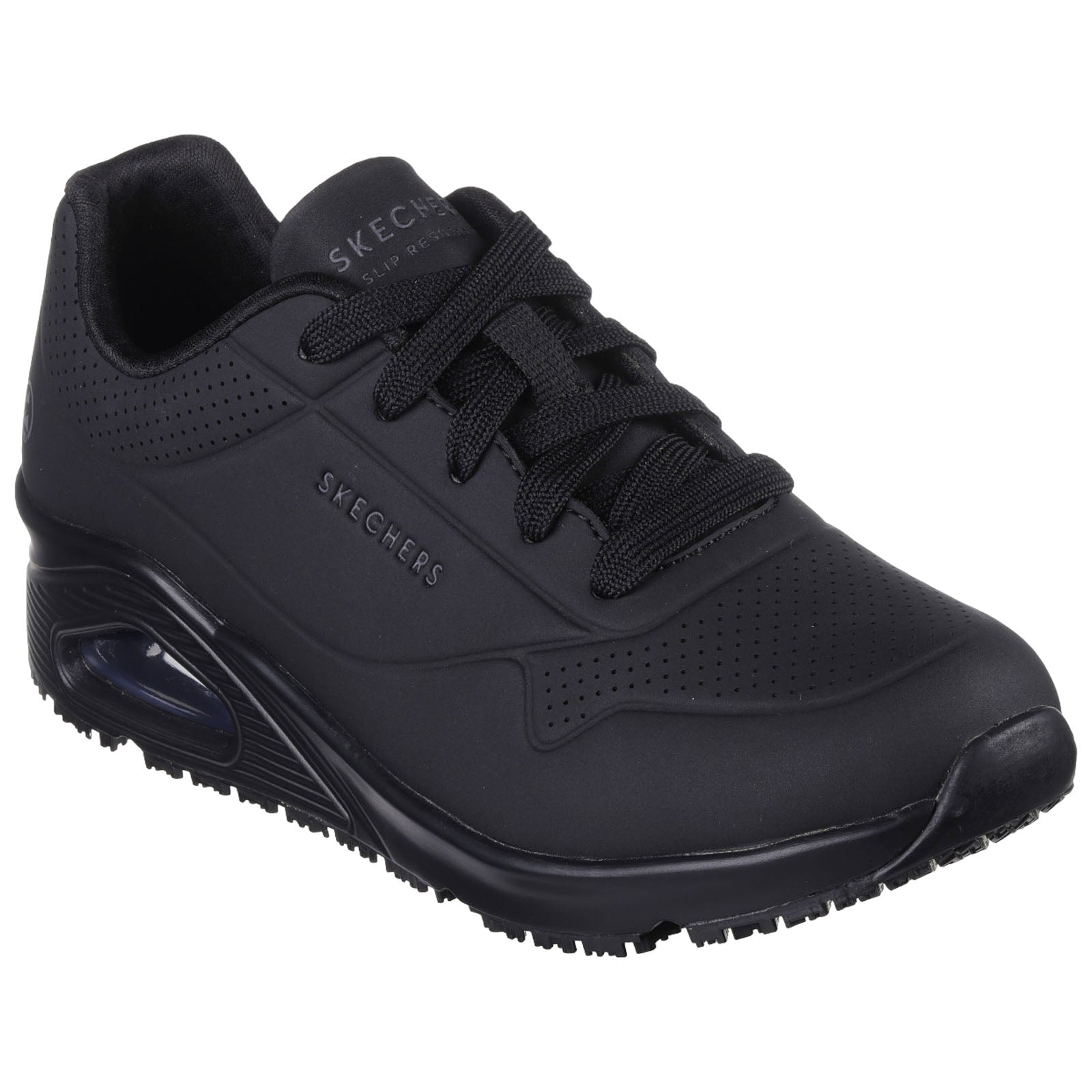 Ladies black sketchers trainers best sale