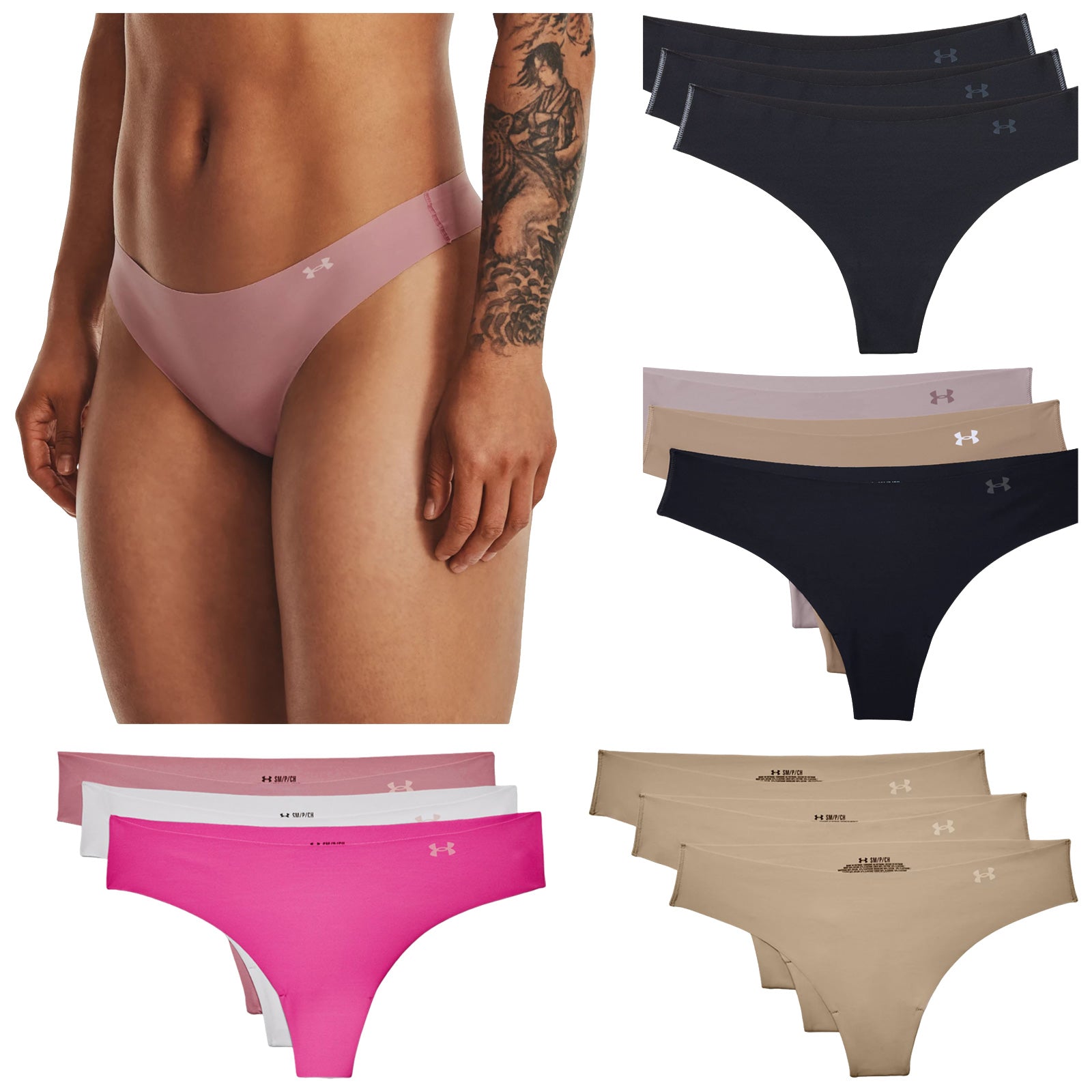  Under Armour Womens Hipster 3-Pack Printed Underwear, Dash  Pink