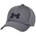 A gray baseball cap features a black Under Armour logo on the front with a curved visor designed for outdoor wear and sun protection in casual or athletic settings.