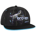 A black cap features an illustrated dinosaur with electric bolts surrounding it The word DESTROY is displayed prominently in a bold font with blue accents on the brim