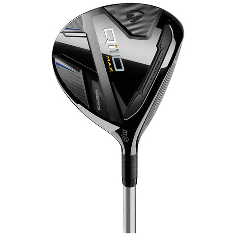 A golf club head features a sleek black design with reflective surfaces and markings indicating specifications like "3" and "16°" positioned above a silver shaft in a neutral background.