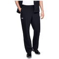 Black pants are worn by a person standing with one hand in a pocket against a neutral background showcasing a sporty and casual look.