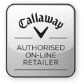 A rectangular badge displays the Callaway logo at the top and the text AUTHORIZED ONLINE RETAILER beneath it in a clean design against a silver background.