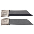 Two fabric belts with metallic buckles displaying the Under Armour logo rest side by side. The belts are designed with a pattern of gray and black colors, suitable for athletic or casual wear.