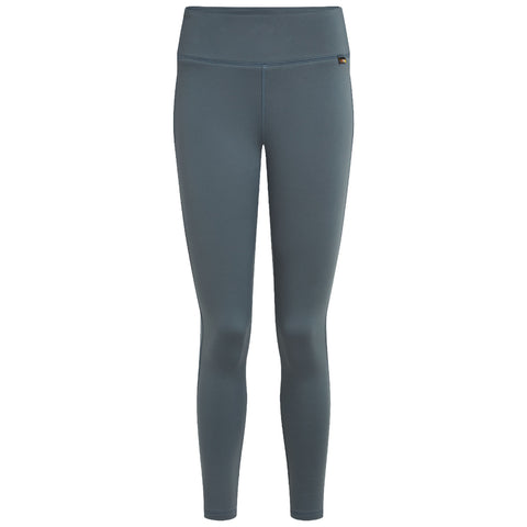 Dark gray leggings are displayed straight on a neutral background showcasing a smooth texture and a high waistband suitable for active wear or casual use.