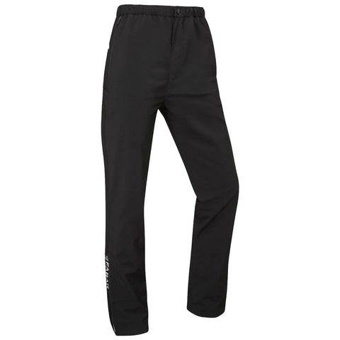 Black pants stand upright showcasing a relaxed fit with an elastic waistband and zippered pockets suitable for casual or athletic wear displayed against a neutral background.