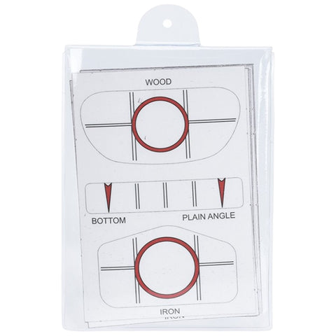 A clear plastic holder contains several instructional cards illustrating different angles for woodworking and metalworking labeled WOOD BOTTOM PLAIN ANGLE and IRON showing diagrams with red and black lines.