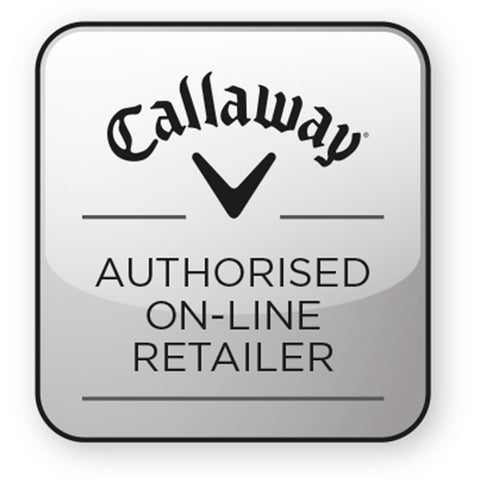 A rectangular logo features the word Callaway with a distinct emblem above it. Below is the text AUTHORIZED ON-LINE RETAILER emphasizing legitimacy in online sales within a simple design.