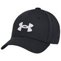 A black baseball cap is displayed prominently with a white Under Armour logo on the front emphasizing a sporty and casual style in a neutral background.