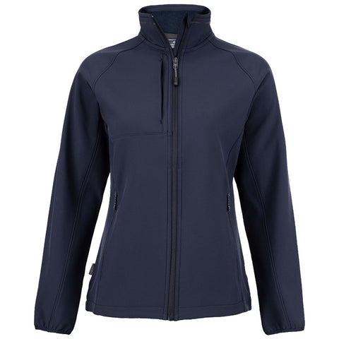 A dark navy jacket features a full-length zipper and a high collar with long sleeves and two side pockets within a plain background, emphasizing its simple and sporty design.