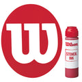 A red bottle labeled Wilson Stencil Ink stands beside a large red circular logo featuring a stylized white letter W against a plain background.