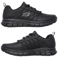 Black athletic shoes with a breathable mesh upper and cushioned sole are displayed side by side showcasing their sleek design and flexible construction suitable for sports and casual wear.