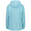 A light blue jacket hangs prominently displaying its hood and elastic cuffs designed for outdoor use in a casual or sporty context. CMP logo appears on the back.