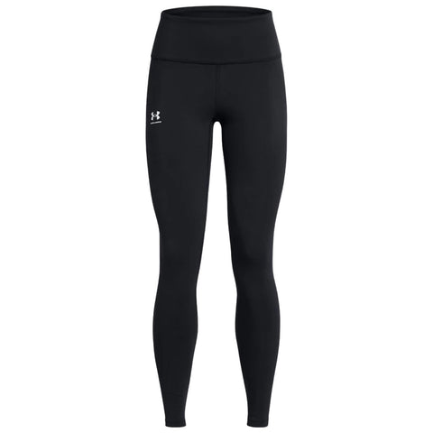 Black leggings are displayed standing upright showcasing a high waistband designed for athletic wear set against a neutral background emphasizing their streamlined shape and functionality for workouts or casual wear.