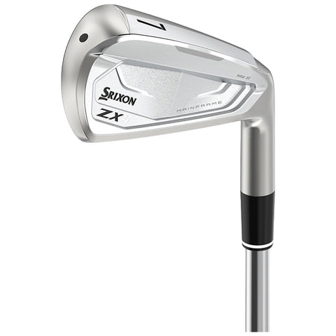 A golf club with a sleek silver head and black grip stands upright the club’s face is angled slightly downward suggesting readiness for a swing in a golf course environment