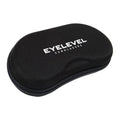 A black sunglasses case is displayed closed showcasing its textured surface and branded with the word EYLEVEL in white letters creating a clean and compact design ideal for protection and storage