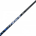 A fishing rod with a sleek black design features blue accents and branding showing the name "Kaiti" and "60s" along its length set against a plain white background.