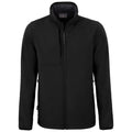 A black jacket with a high collar features a front zipper and multiple pockets designed for warmth and versatility suitable for outdoor activities or casual wear.