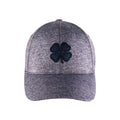 A gray cap with a dark blue embroidered four-leaf clover logo is centered with a rounded top and a curved brim designed for casual wear.