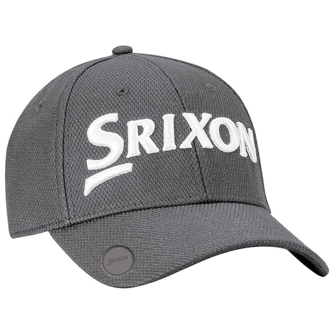 A dark gray baseball cap features an embroidered logo on the front. It is designed for outdoor wear, likely for sports or casual use, providing sun protection and style.