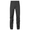 Black trousers are displayed standing upright showcasing a simple design and smooth fabric suitable for casual or formal settings. The waistband features a button closure for a secure fit.