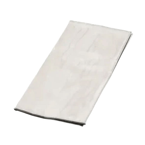 A flat rectangular fabric object is lying on a surface displaying a smooth texture and light color designed for use as a towel or cloth in various contexts.