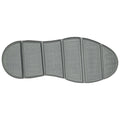 A shoe sole displays a textured pattern designed for grip with sections divided by ridges emphasizing durability and wear resistance against a neutral background