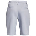 Light gray shorts are displayed rear-facing showcasing two back pockets and a small logo tag on one side in a neutral setting suitable for casual wear.