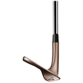 A golf wedge is displayed tilted slightly with a sleek bronze finish showcasing its angled face designed for precision shots on the golf course against a plain white background.