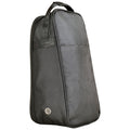 A dark gray rectangular bag stands upright with a handle on top displaying a textured surface suited for carrying items in various settings like travel or daily use.