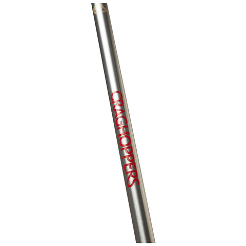 A silver metal rod is prominently displayed with the word CRAGHOPPERS in bold red letters along its length suggesting it is part of a hiking or outdoor gear item designed for rugged use.