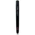 A black golf putter grip rests vertically with a textured surface for better hold featuring the text TRI-HOT in white letters and a circular design at the bottom.