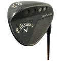 A golf club head is displayed prominently with the brand Callaway and model Jaws Raw visible the shaft is connected and positioned upright against a plain background