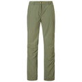 Lightweight olive green pants are displayed vertically with a button at the waist in a neutral setting suitable for casual or outdoor wear.