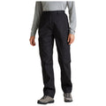 Black cargo pants are worn by a person standing with one hand at their side and wearing gray footwear in a neutral indoor setting.