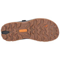 A shoe sole features a rugged, patterned tread designed for traction. The context suggests outdoor use, possibly for hiking or similar activities, emphasizing durability and grip.