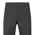 Black pants with a button closure and elastic waistband displayed against a plain background emphasize the sleek design and casual style suitable for various occasions.