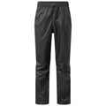 Black pants feature an elastic waistband with a drawstring for adjustment made from lightweight material designed for outdoor or active wear suitable for varying weather conditions