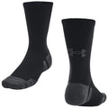 Black athletic socks designed for comfort and support feature a ribbed texture and contrasting gray accents at the toe and heel in a minimalistic style suitable for various activities.