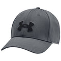 A gray baseball cap features a prominent black logo on the front with a structured design and a curved brim suitable for outdoor wear and sun protection.