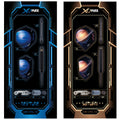 Two dart sets are displayed side by side featuring the planets Neptune and Saturn. Each set includes various darts and accessories, set against a high-tech dark background with vibrant colors.