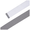 Two woven straps, one white and one gray, are placed parallel to each other. The straps have a smooth and textured surface, suitable for use in various applications.