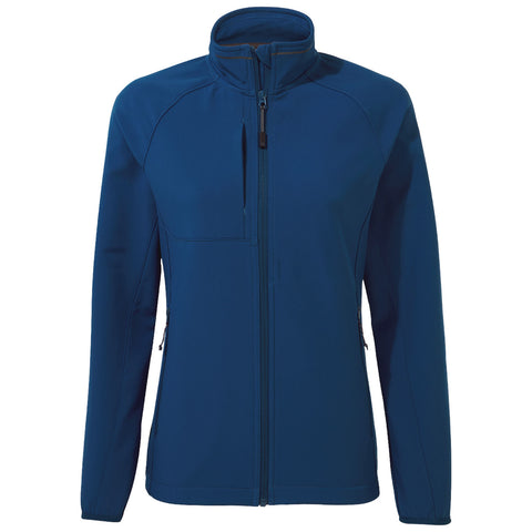 A dark blue zip-up jacket features a high collar and multiple pockets designed for activewear providing warmth in casual outdoor settings.