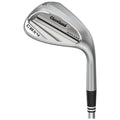 A shiny golf club is positioned at an angle showcasing its angled face and sleek design with the brand name Cleveland and model CBX4 visibly marked on it.