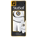 A white golf glove is displayed on a black and yellow packaging background highlighting its features and branding asserting its status as the number one glove in golf and on tour.