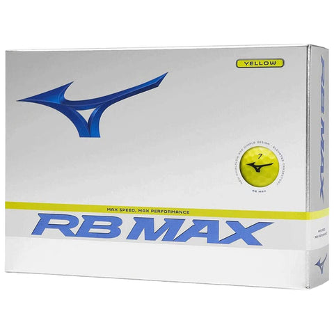 A rectangular box displays the text RB MAX in large blue letters with a yellow stripe stating MAX SPEED MAX PERFORMANCE, featuring a logo and the word YELLOW in the corner.