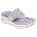 A lilac flip-flop sandal features a textured upper strap and a cushioned footbed designed for comfort with arch support set against a plain white background