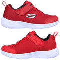 Red athletic shoes with white soles feature a mesh upper and a Velcro strap. They are designed for active wear, resting against a plain background.