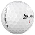 A white golf ball features a textured surface with dimples. It displays the brand name Srixon prominently along with the number 1 and the word DISTANCE.