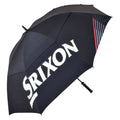 A black umbrella with a prominent white logo reads SRIXON while the umbrella is opened, designed for protection against rain or sun, with a sleek, sporty aesthetic.